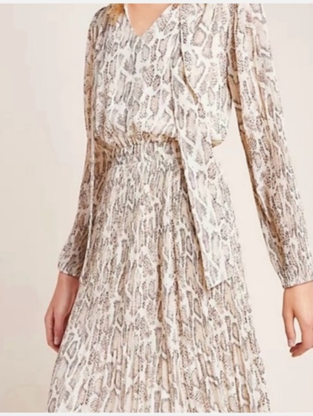 Current Air Neutral Snake-Print Long Sleeve Midi Dress - For Anthropologie